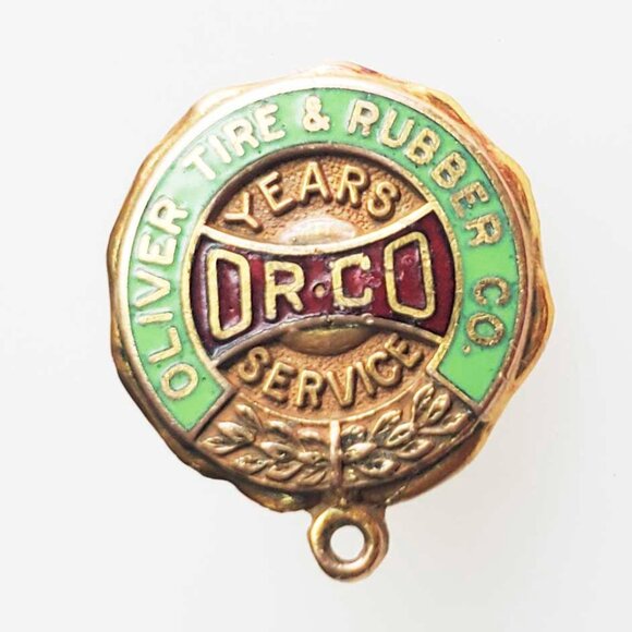 Vintage 10K Yellow Gold Oliver Tire & Rubber Co. OR CO Years of Service Pin - Picture 1 of 6